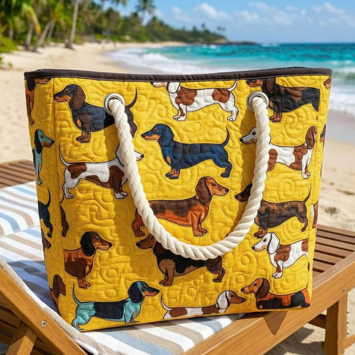 Quilted Beach Bag for Dachshunds