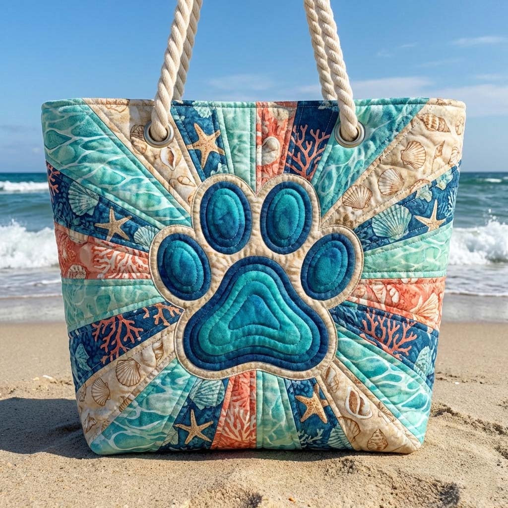 Quilted Beach Bag with Footprint