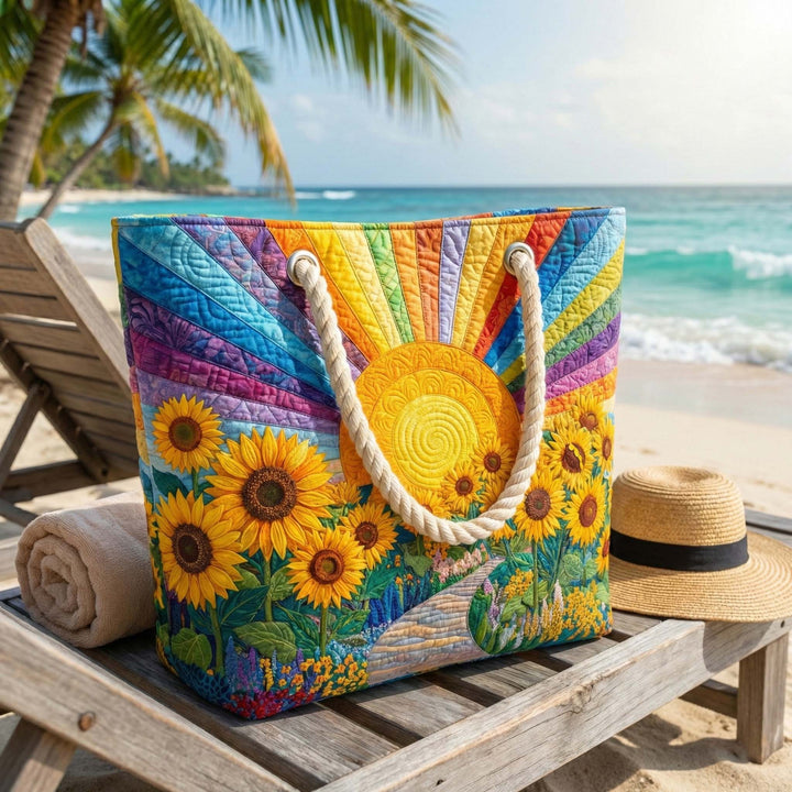 Quilted Rainbow Sun Beach Bag