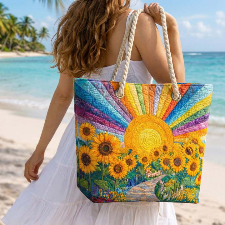 Quilted Rainbow Sun Beach Bag