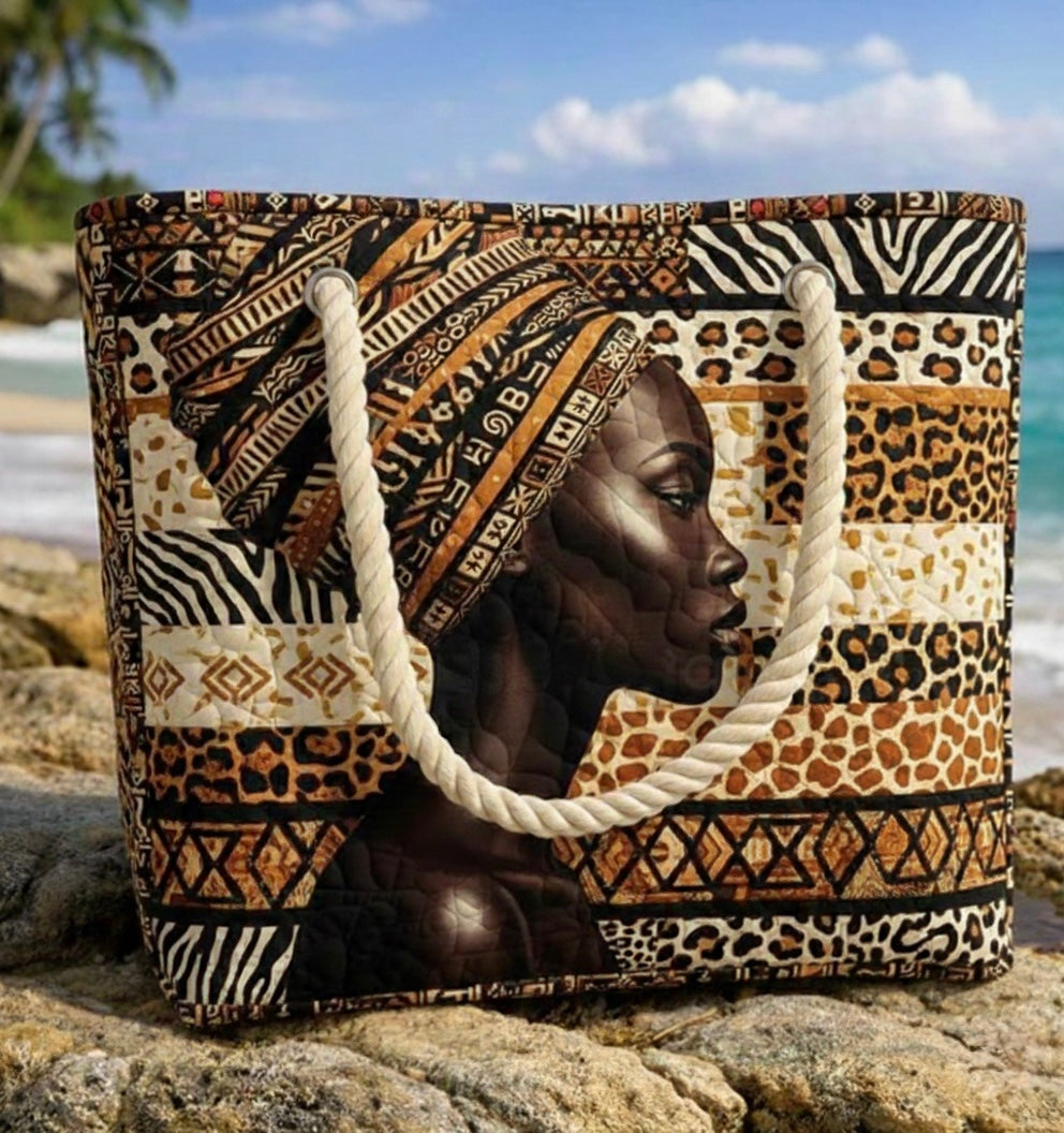 Quilted Beach Bag Melanin Queen