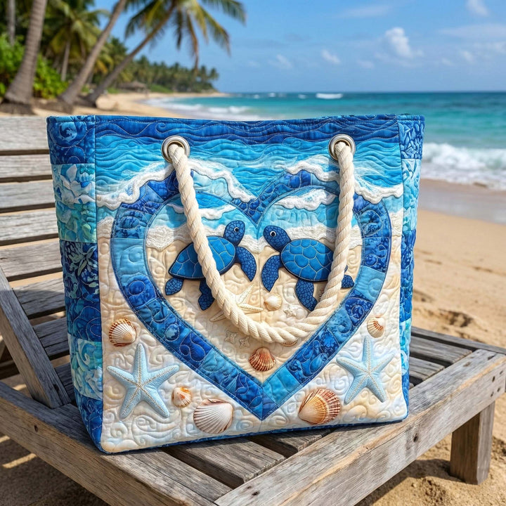 Quilted Beach Bag Turtle Serenity