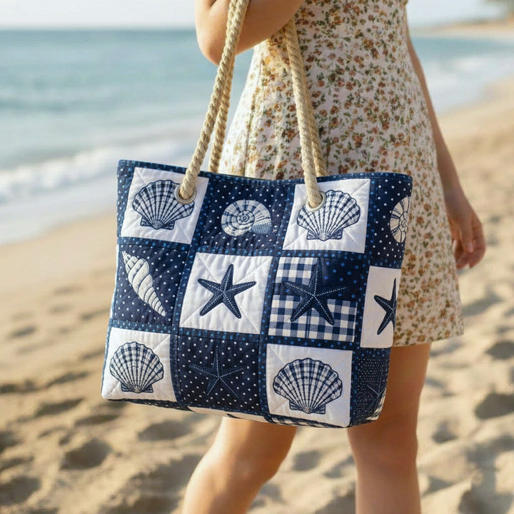 Quilted Beach Bag Shell Serenity