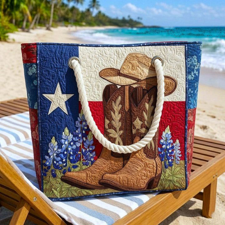 Quilted Beach Bag Texas Pride