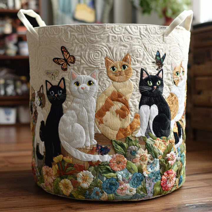 Garden Cats - Handcrafted Laundry Basket