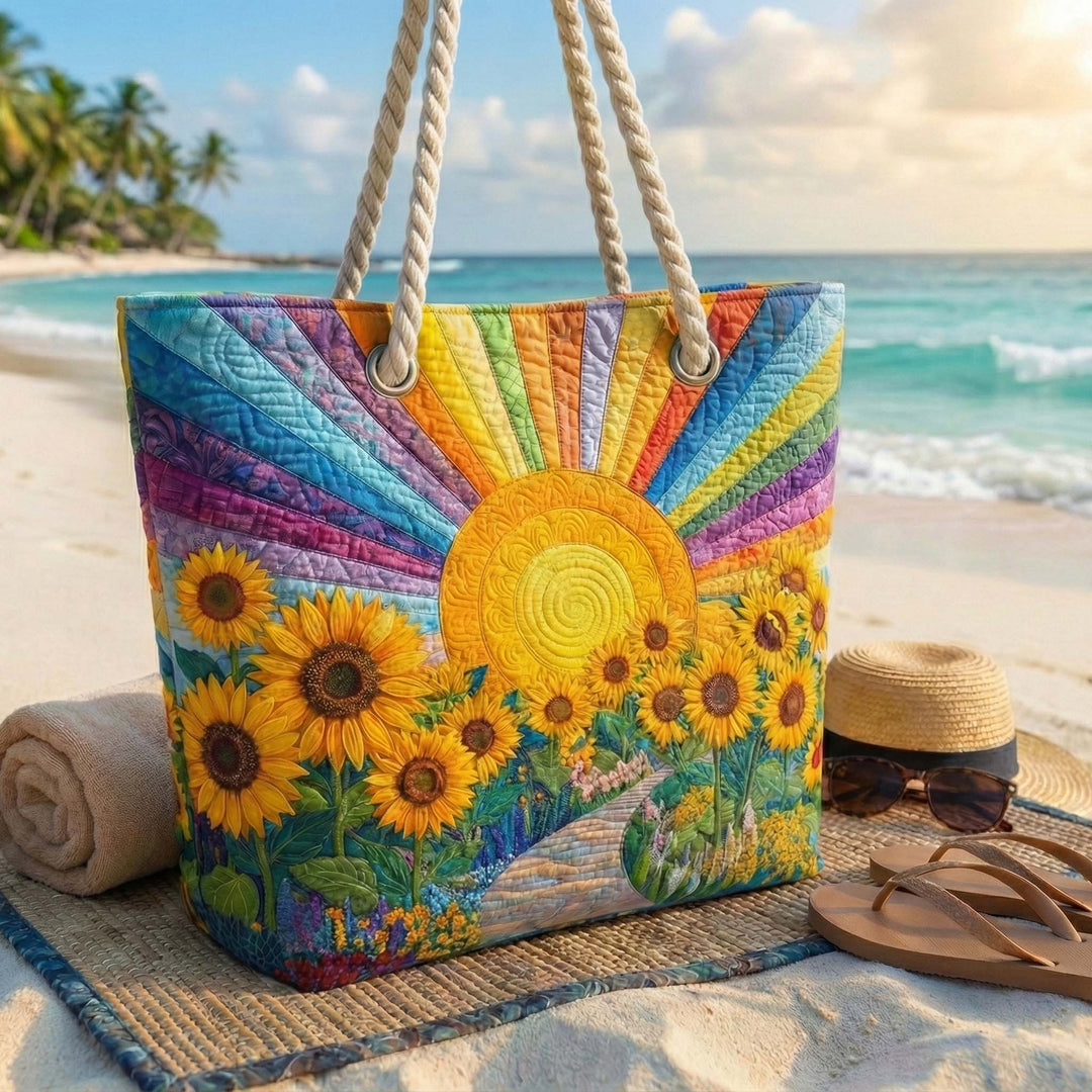 Quilted Rainbow Sun Beach Bag