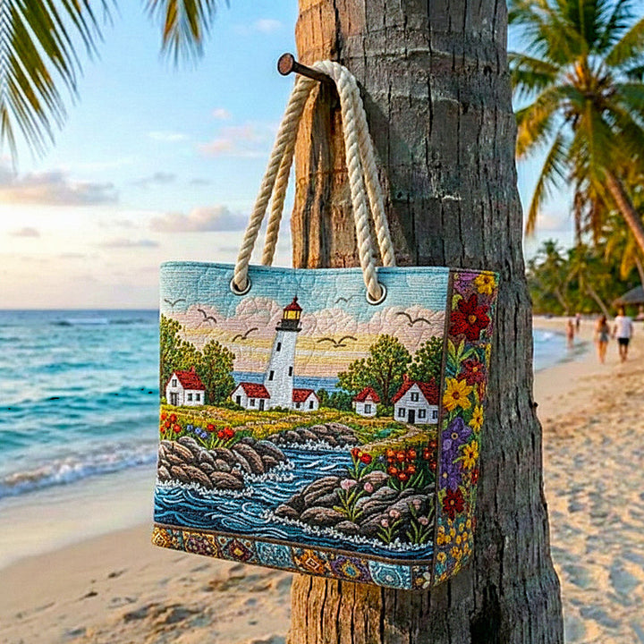 Quilted Beach Bag Lighthouse Glow