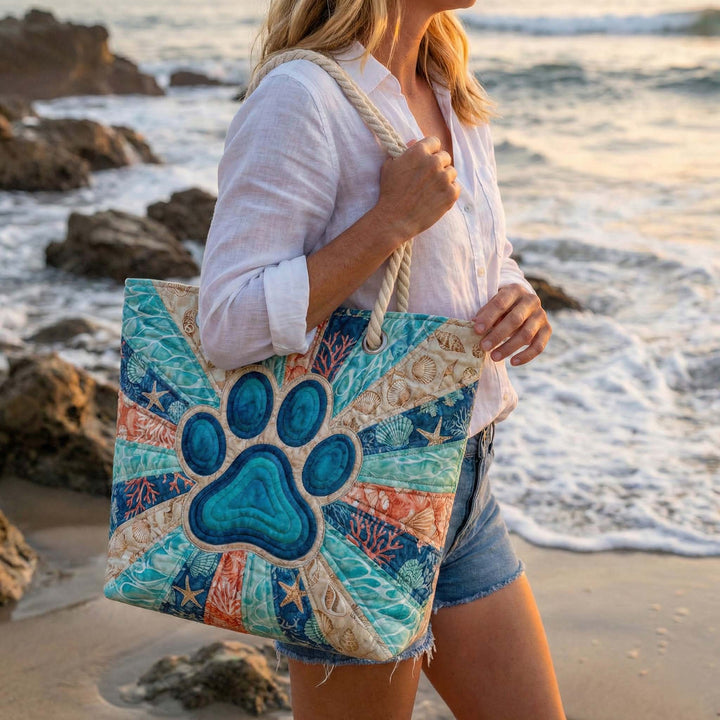 Quilted Beach Bag with Footprint