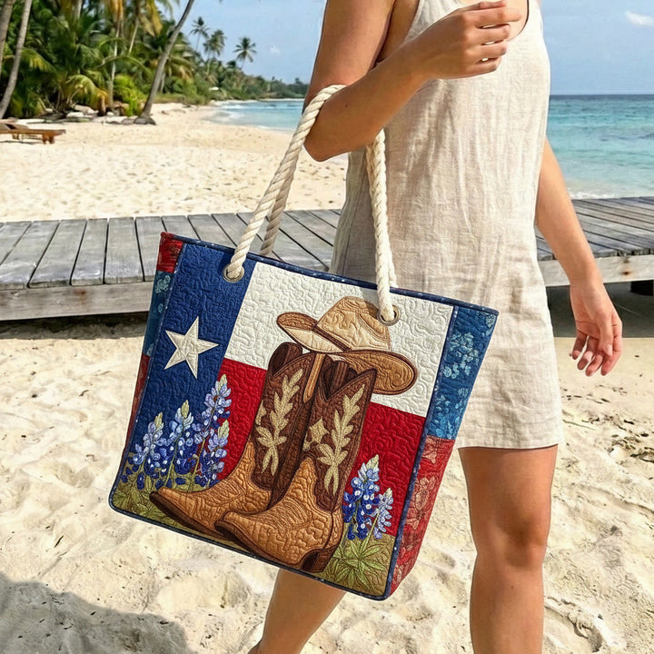 Quilted Beach Bag Texas Pride