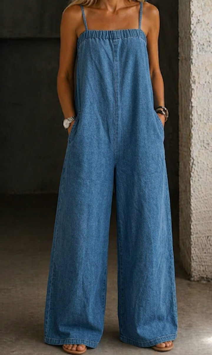 Madison - Denim Jumpsuit with Wide Legs