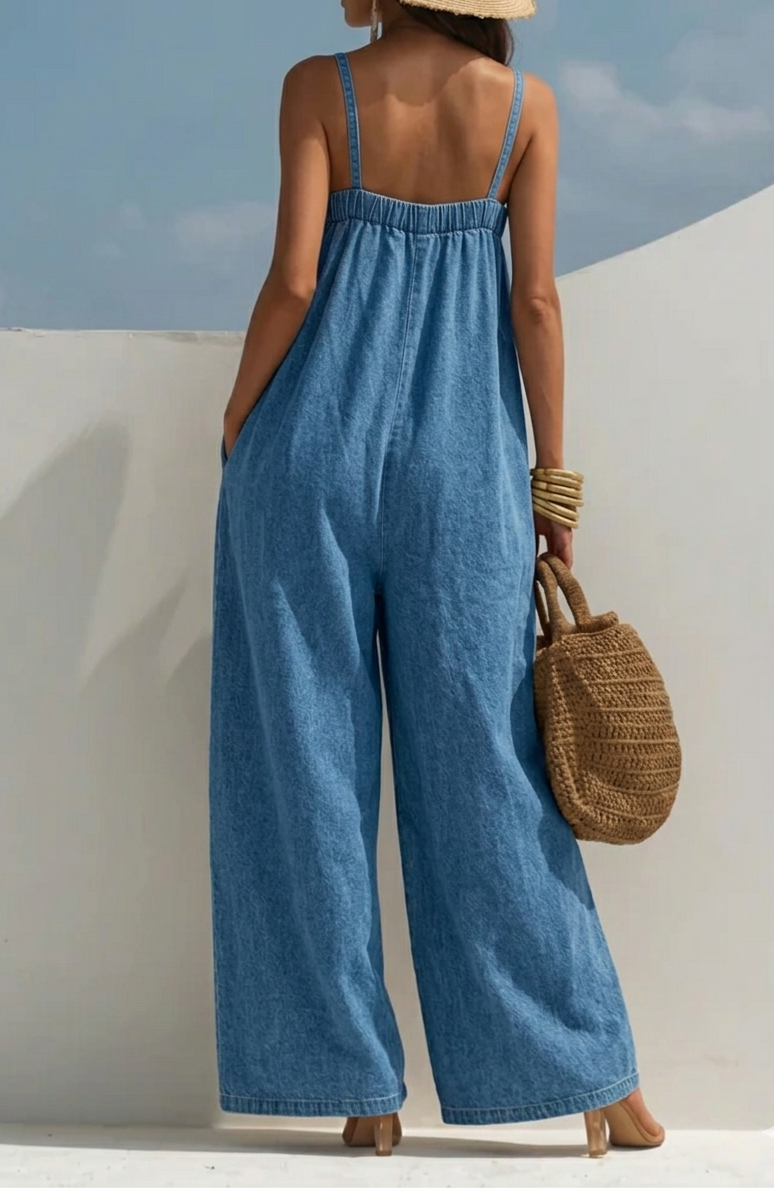 Madison - Denim Jumpsuit with Wide Legs