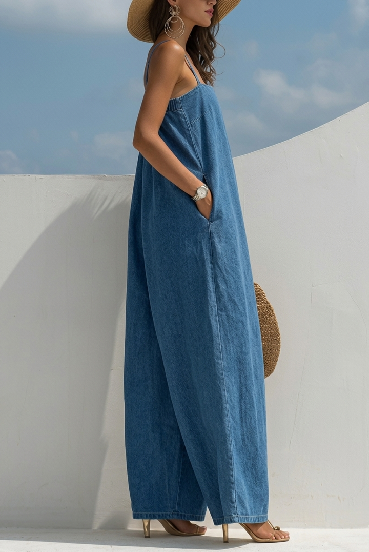 Madison - Denim Jumpsuit with Wide Legs