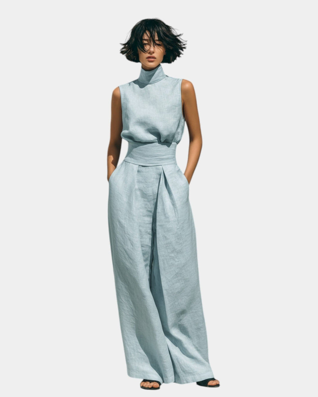 Falyne - Minimalist Tank Top and Wide Pants Set