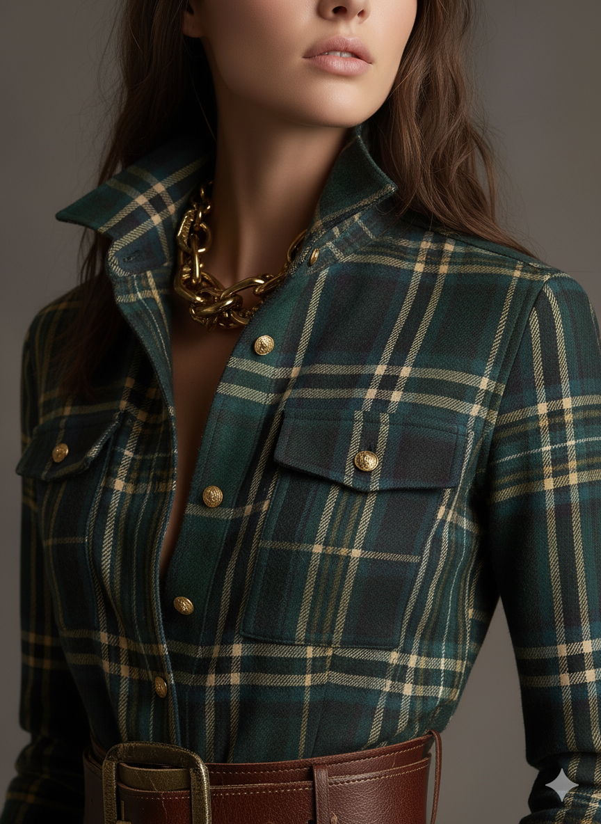 Giulietta Maxi Shirt Dress with Check Pattern
