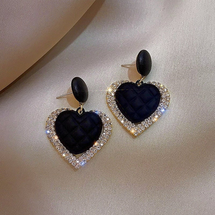 Heart-Shaped Black Gold Earrings