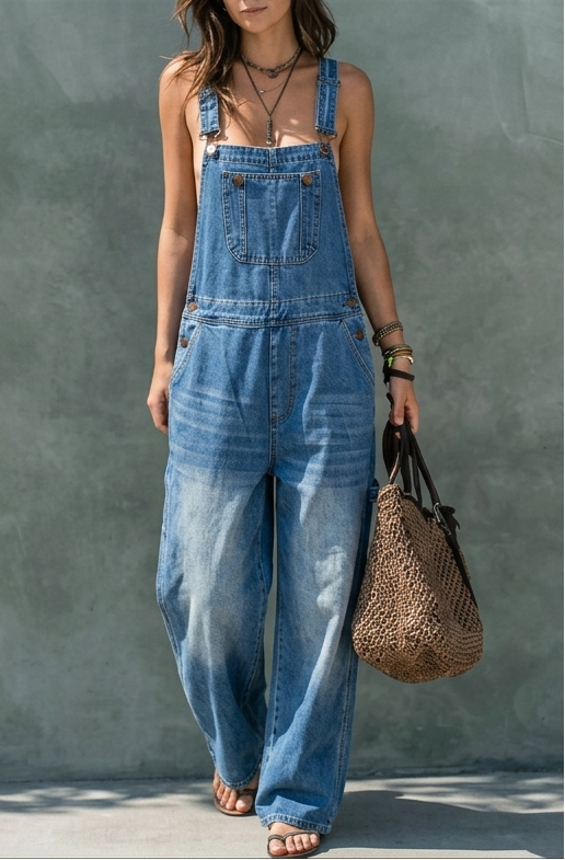 Harper - Denim Jumpsuit with Elastic Waist