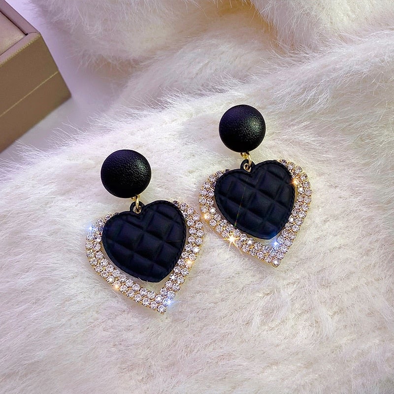 Heart-Shaped Black Gold Earrings