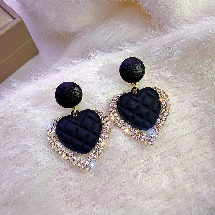 Heart-Shaped Black Gold Earrings