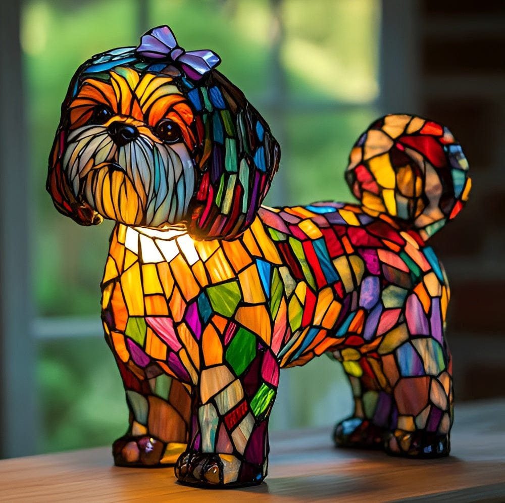 Glow Shih Tzu Lamp with Beautiful Bow
