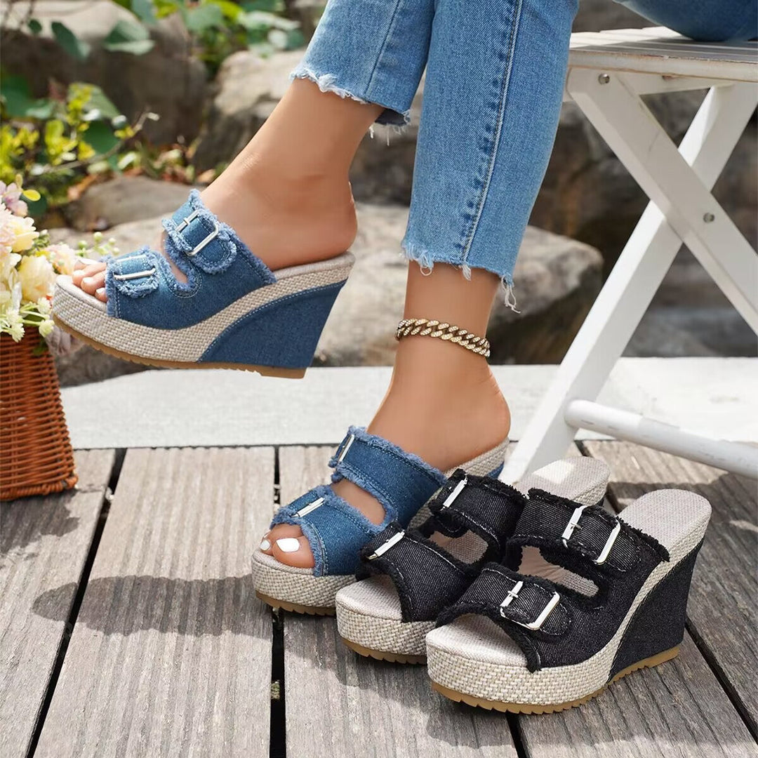 Atelier - Frayed Edge Wedge Sandals