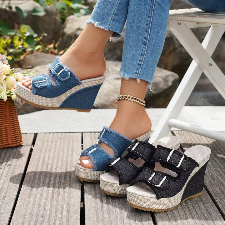 Atelier - Frayed Edge Wedge Sandals