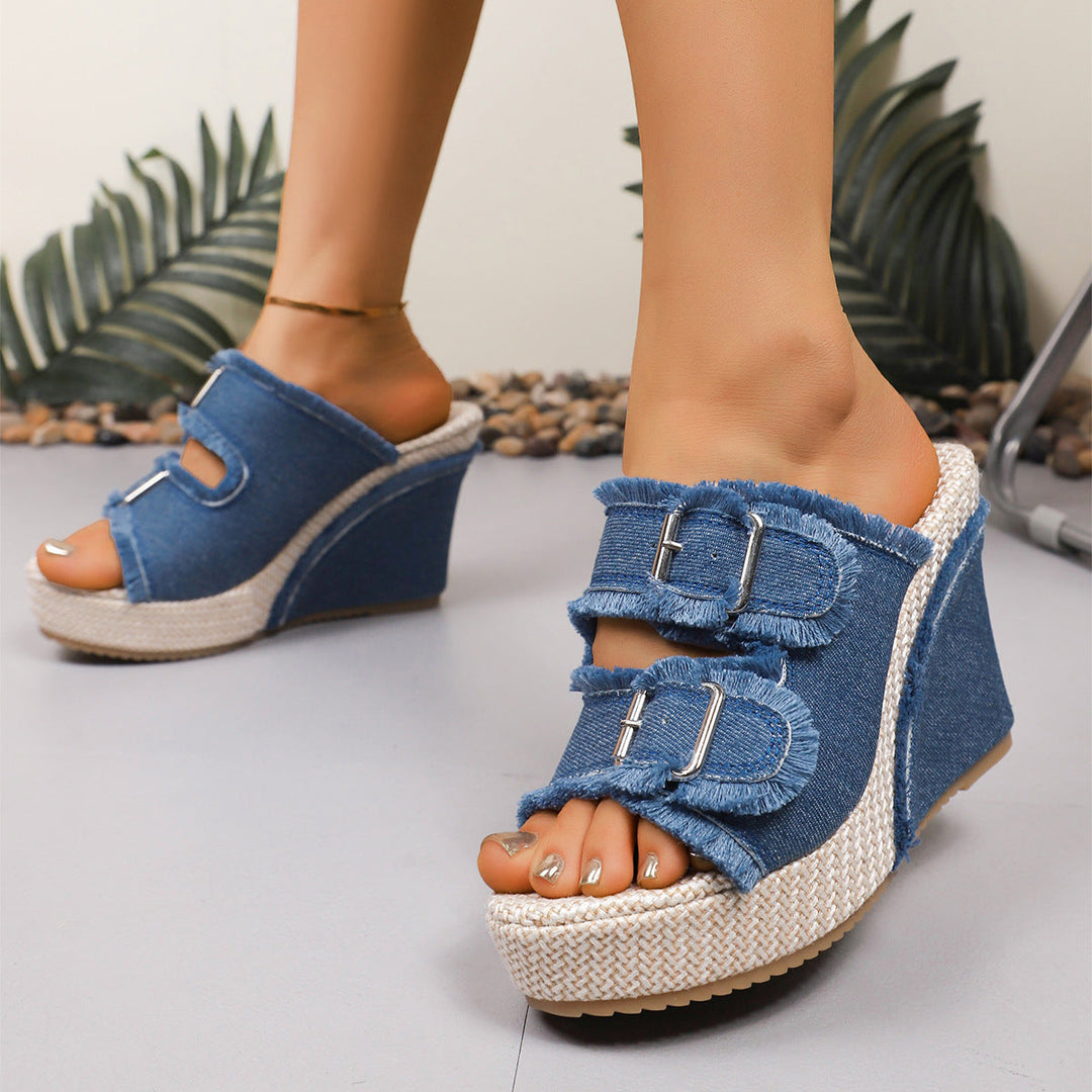 Atelier - Frayed Edge Wedge Sandals