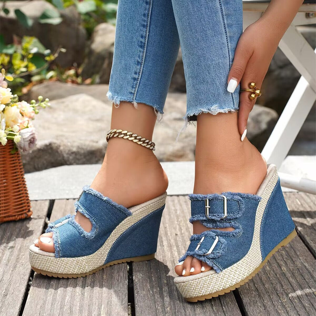 Atelier - Frayed Edge Wedge Sandals