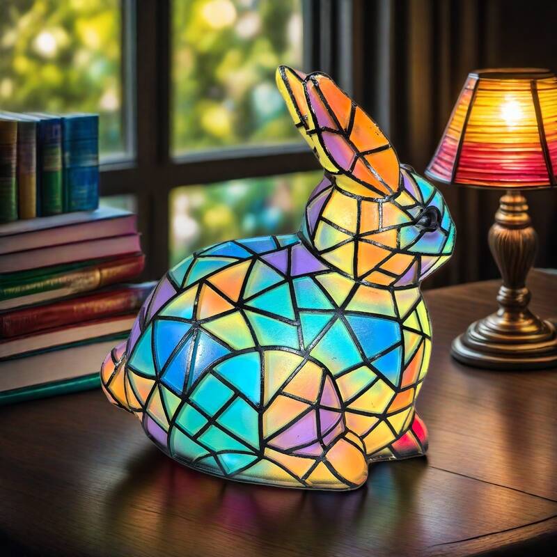 Colored Glass Magic Lamp in the Shape of a Rabbit