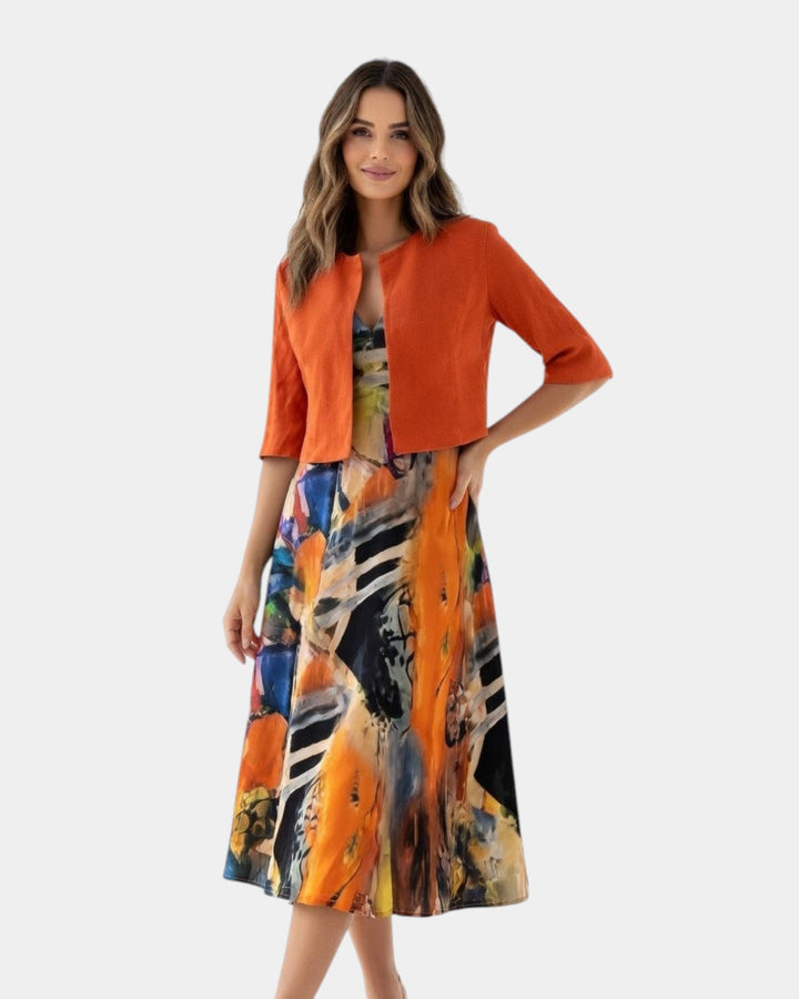 Stacy - Flowing Midi Dress with Matching Blazer