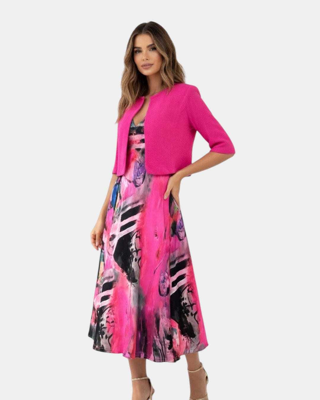 Stacy - Flowing Midi Dress with Matching Blazer