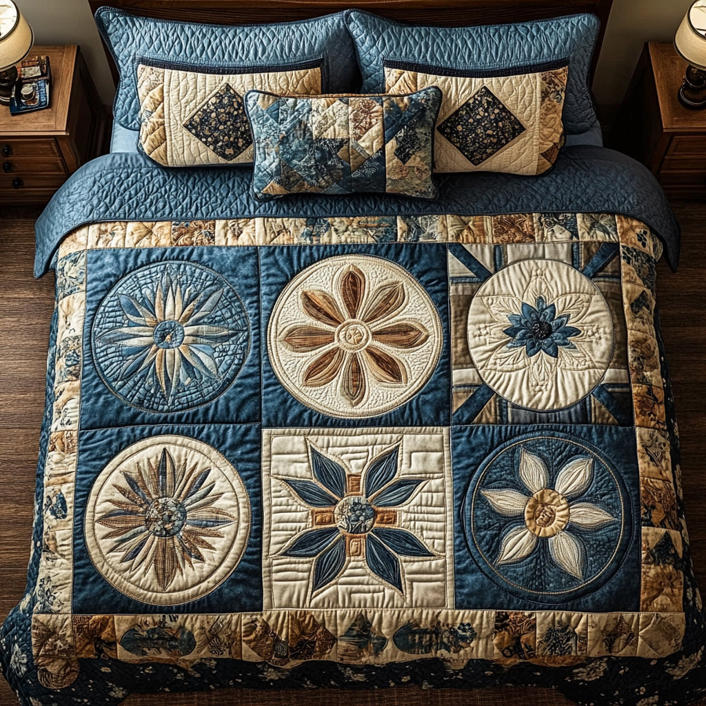 Floral Patchwork - 3-Piece Handmade Bedding Set