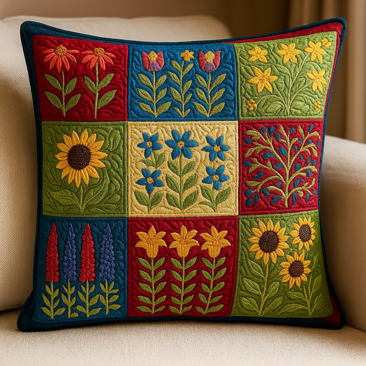 Rustic Flower - Handmade Cushion Cover