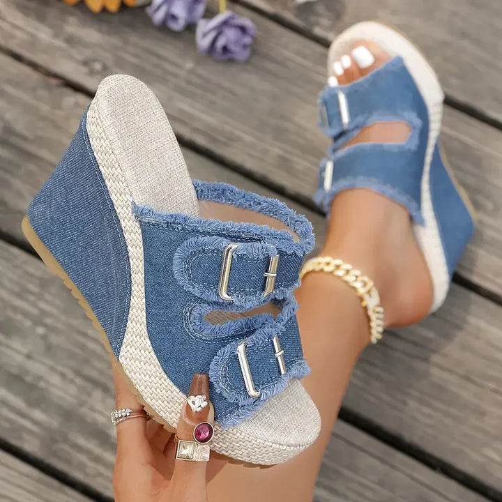 Atelier - Frayed Edge Wedge Sandals