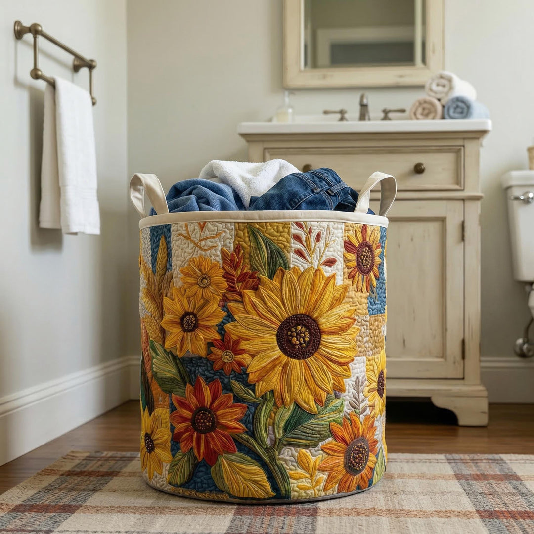 Sunflower Dream - Quilted Laundry Basket