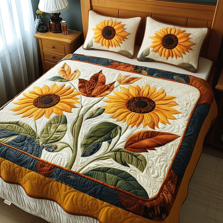Sunny Flowers - 3-Piece Handmade Bedding Set