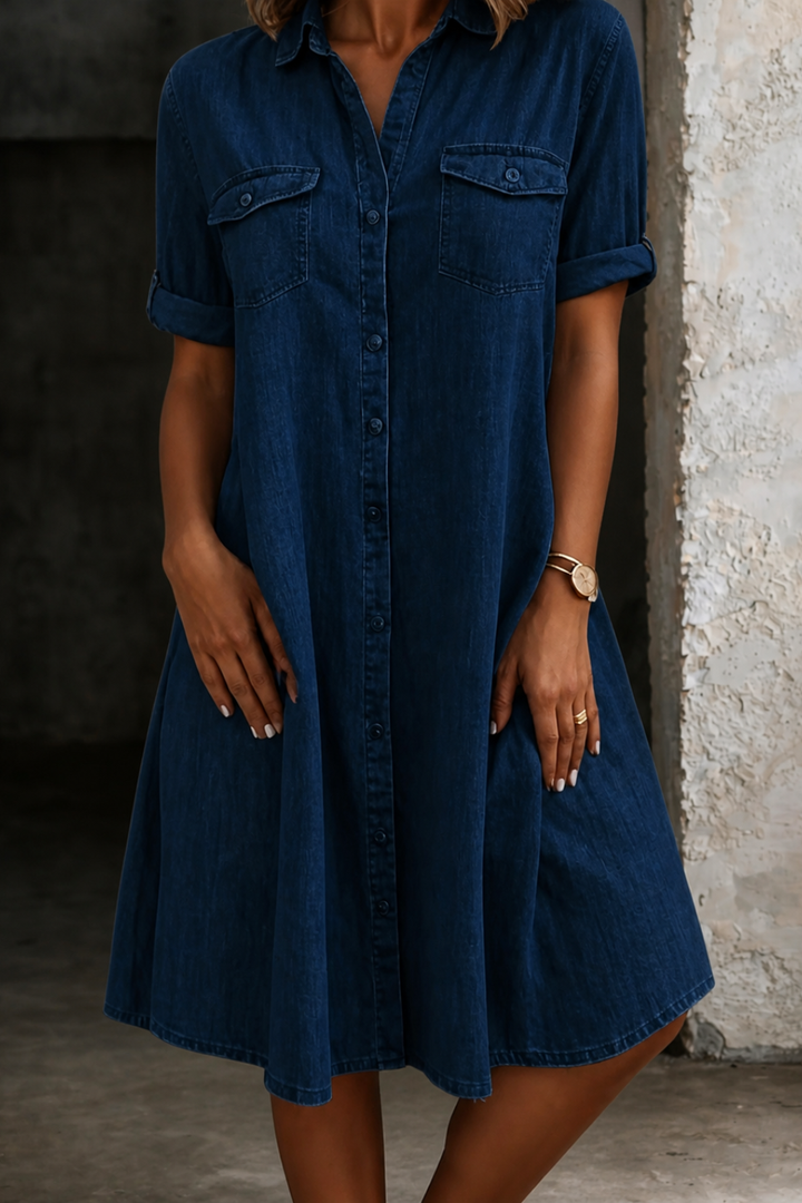 Patricia - Casual Denim Style Midi Dress