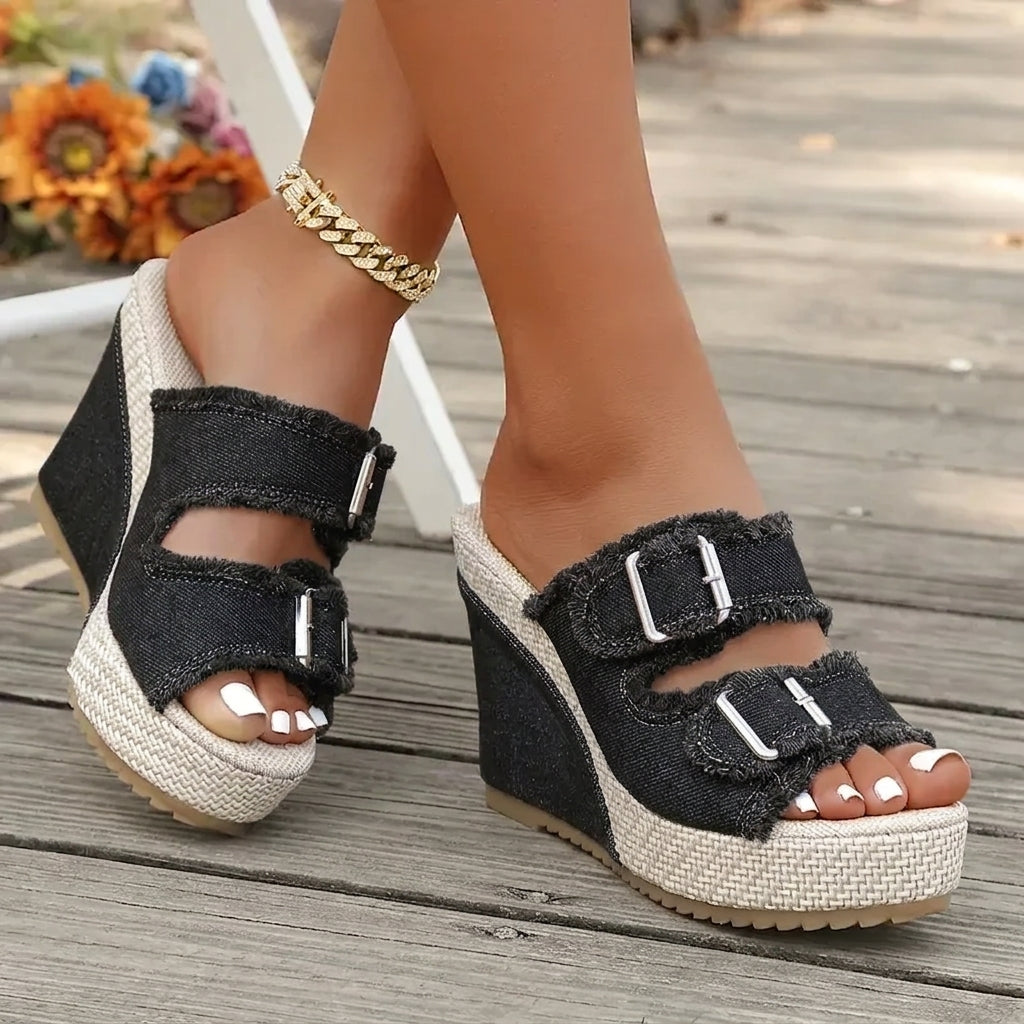 Atelier - Frayed Edge Wedge Sandals