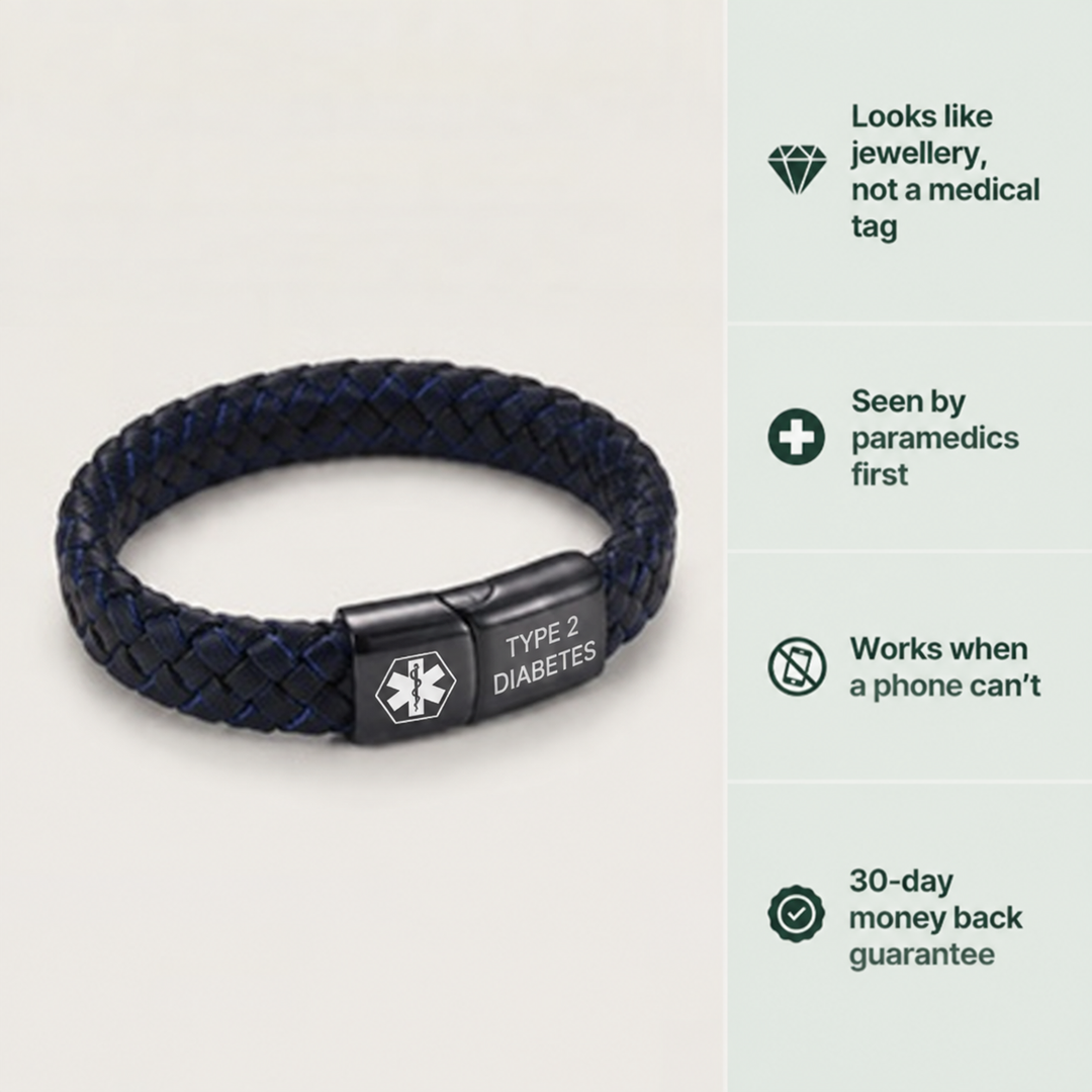 Men’s Diabetes Medical Alert Bracelet