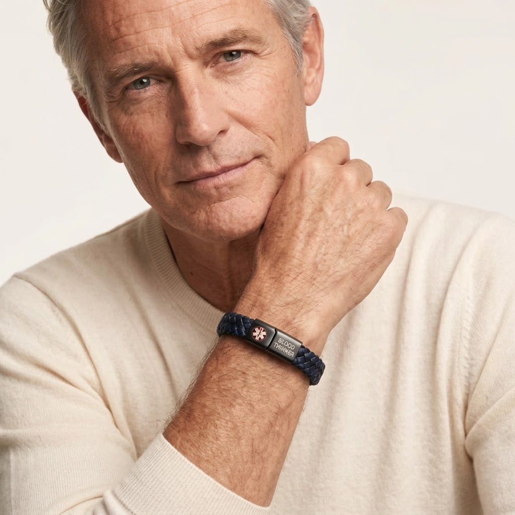 Men’s Blood Thinner Medical Alert Bracelet