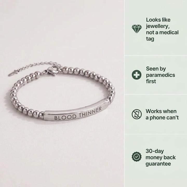 Women’s Slim Blood Thinner Medical Alert Bracelet