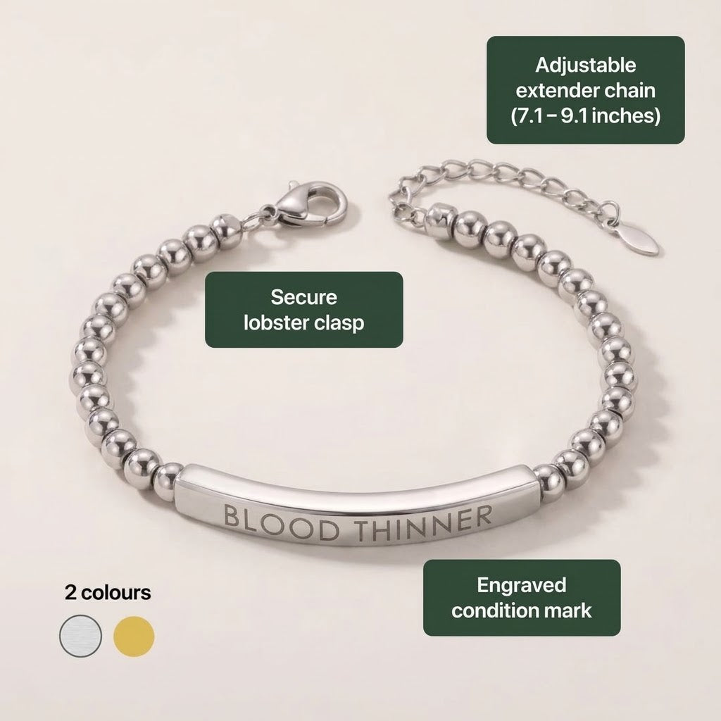 Women’s Slim Blood Thinner Medical Alert Bracelet