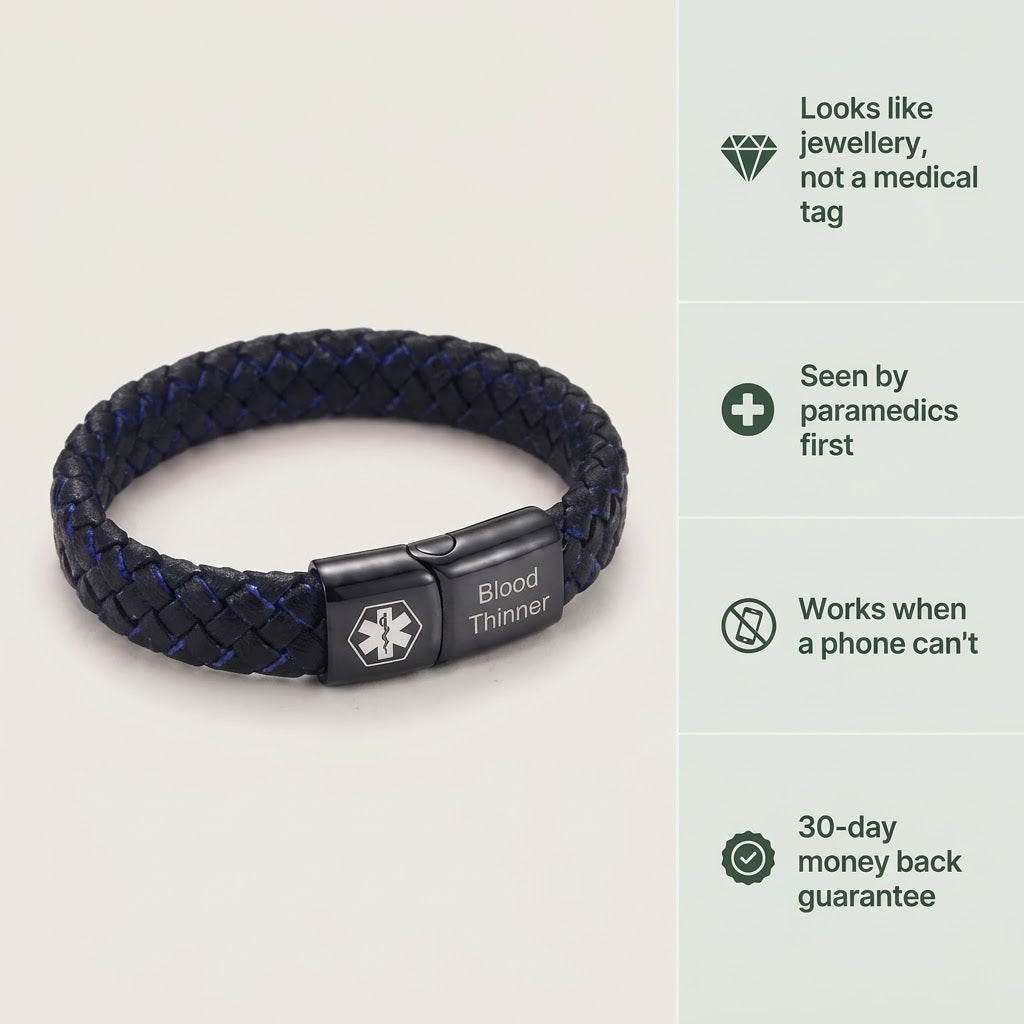 Men’s Blood Thinner Medical Alert Bracelet