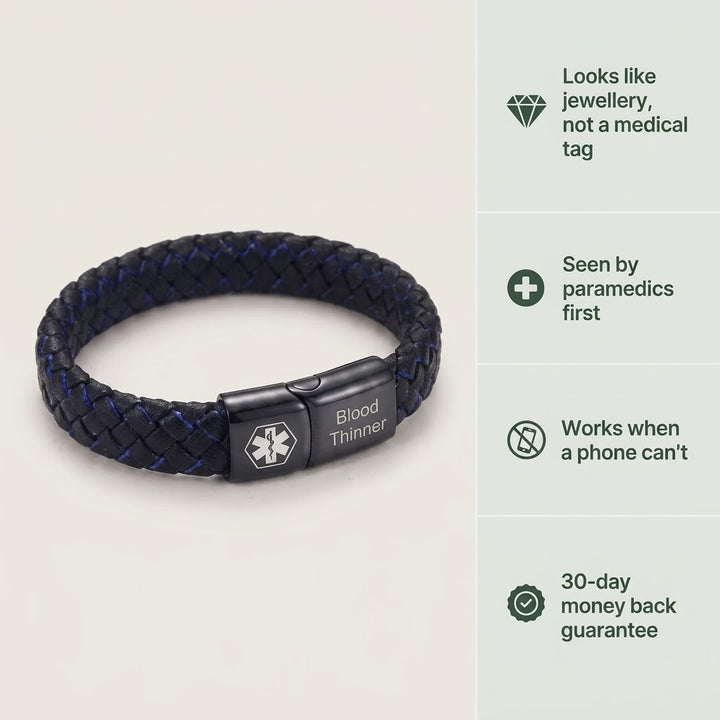 Men’s Blood Thinner Medical Alert Bracelet