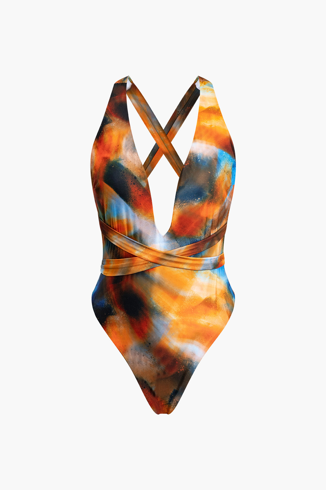Siena - Crossed Swimwear Set and Watercolor Pareo