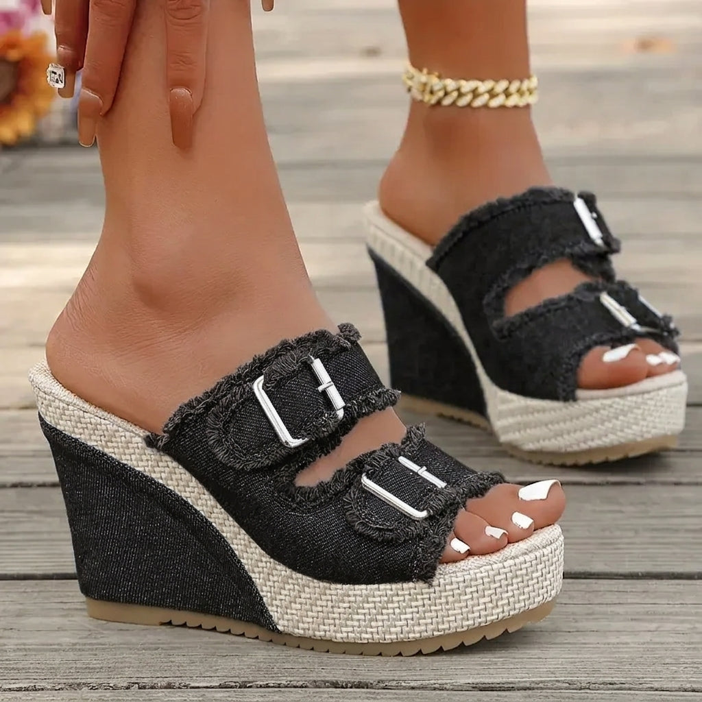 Atelier - Frayed Edge Wedge Sandals