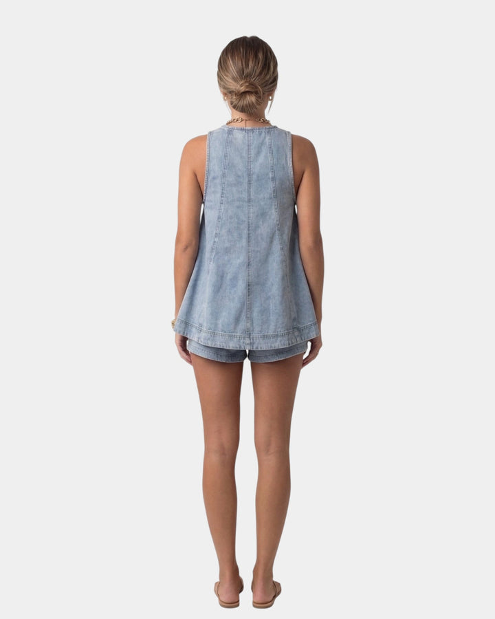 Erell - Set with shorts and denim blouse