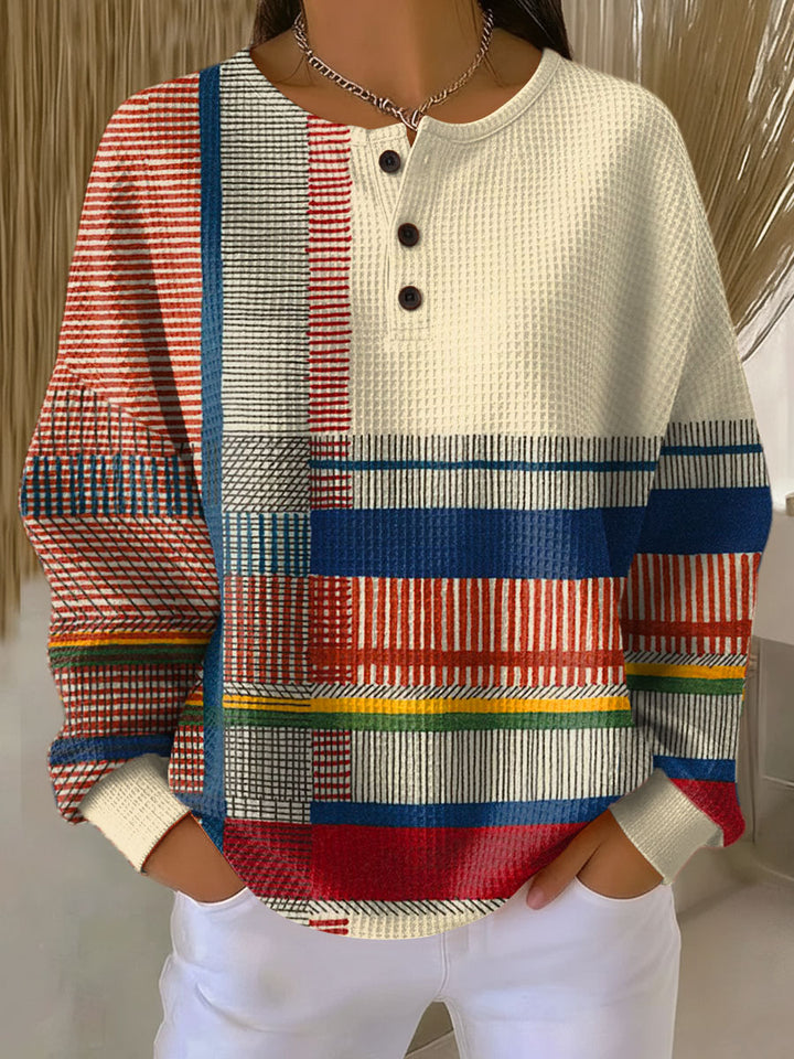 Roselle | Colourful Panelled Henley Top