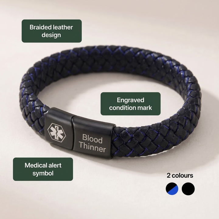 Men’s Blood Thinner Medical Alert Bracelet