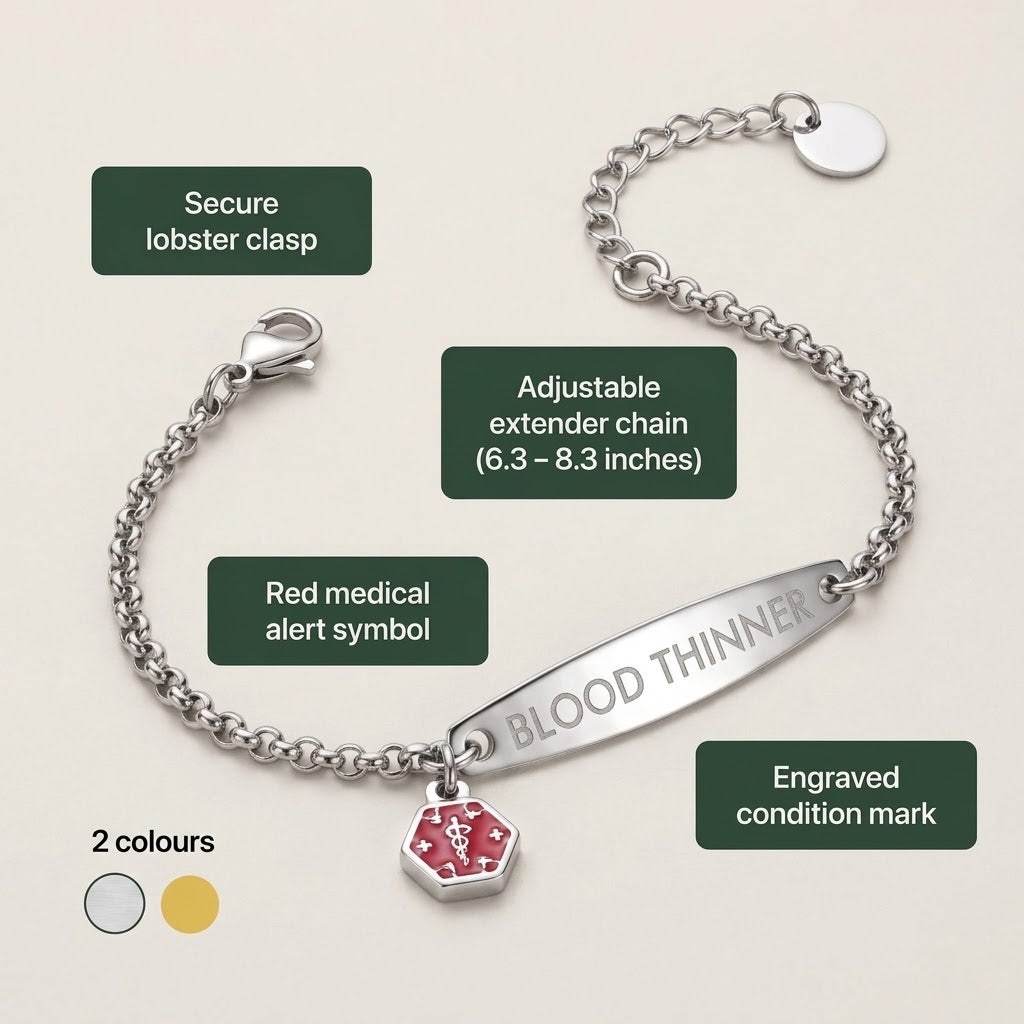 Women’s Blood Thinner Medical Alert Bracelet