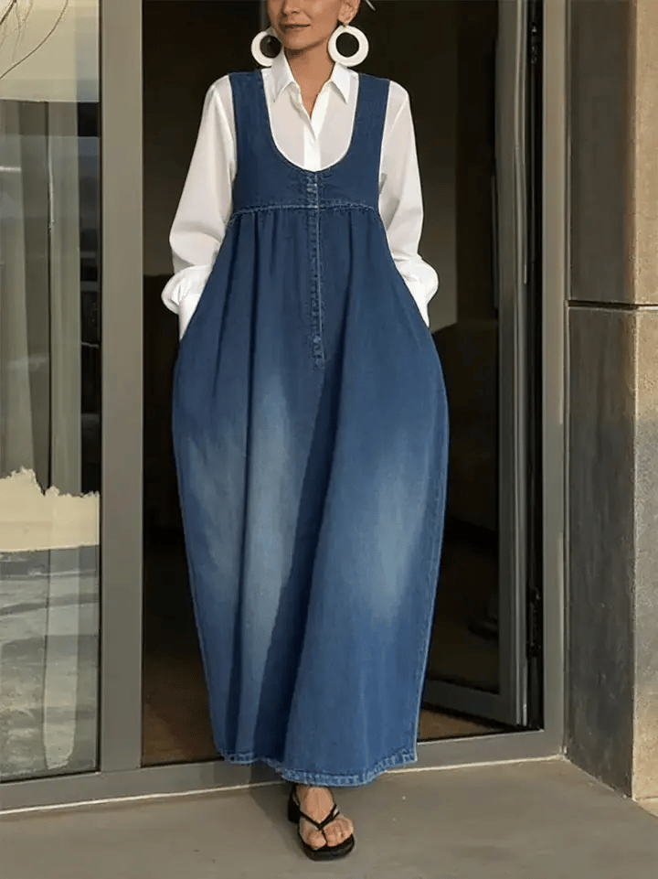 Veronica - Loose Denim Vest Dress